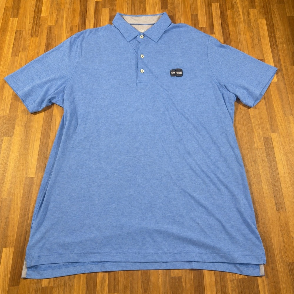 Johnnie-O Mens XL Blue Heather Rum Pointe Golf Polo Shirt Short Sleeve